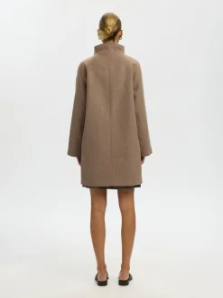 Selected Femme naisten villakangastakki Zia-Vinni Wool Blend Coat, Fallen Rock Melange