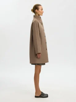 Selected Femme naisten villakangastakki Zia-Vinni Wool Blend Coat, Fallen Rock Melange