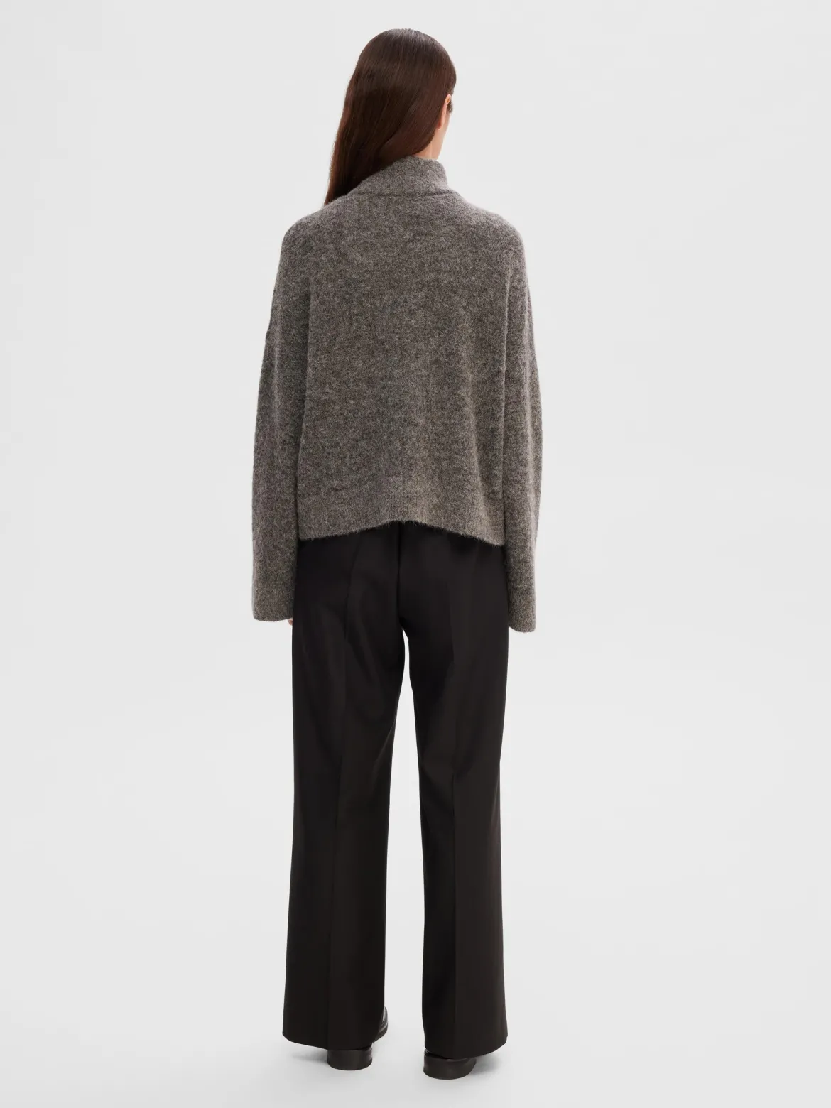 Selected Femme neuletakki, SLFSIA RAS LS KNIT ZIPPER CARDIGAN Grafiitti