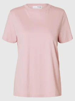 Selected Femme t-paita, SLFMYESSENTIAL SS O-NECK TEE Vaaleanpunainen