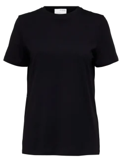 Selected Femme t-paita, SLFMYESSENTIAL SS O-NECK TEE Black
