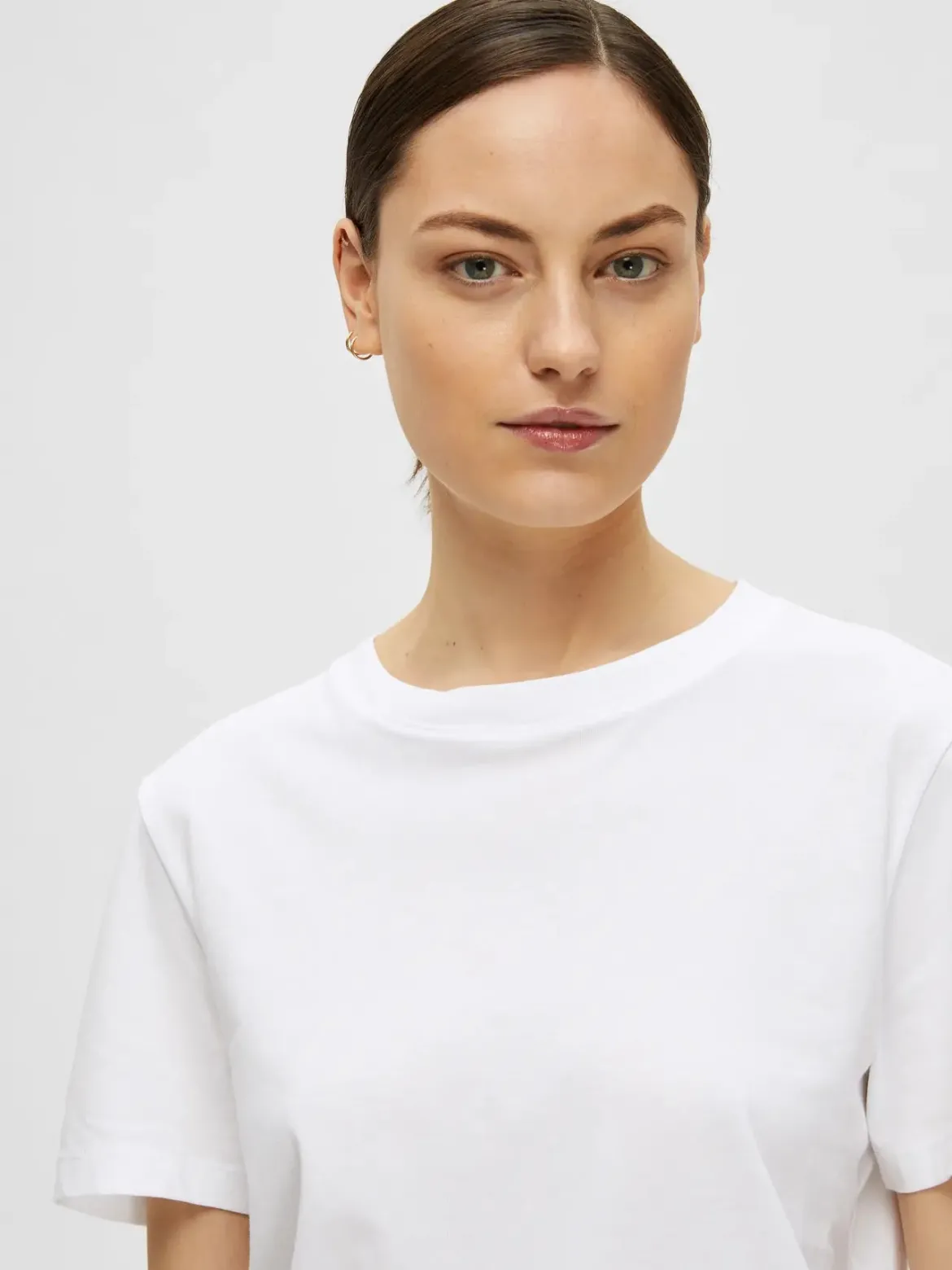 Selected Femme t-paita, SLFMYESSENTIAL SS O-NECK TEE Bright White