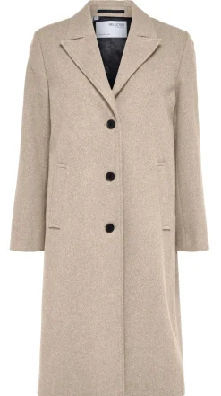 Selected Femme Villakangastakki, SLFALMA WOOL COAT Luonnonvalkoinen