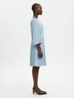 Selected Hemme naisten mekko SLFLaurina 3/4 Short Dress, Dusty Blue