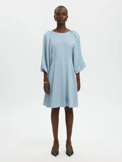 Selected Hemme naisten mekko SLFLaurina 3/4 Short Dress, Dusty Blue