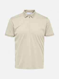 Selected Homme Fave Zip Polo Beige