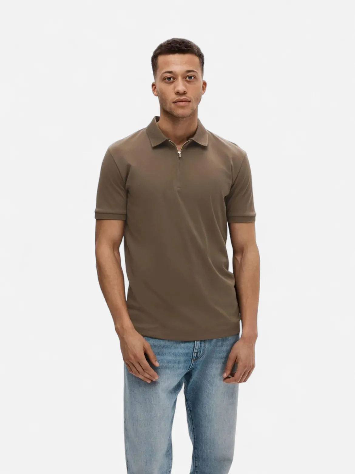 Selected Homme Fave Zip Polo Keskiruskea