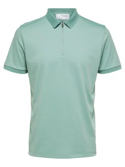 Selected Homme Fave Zip Polo Limenvihreä