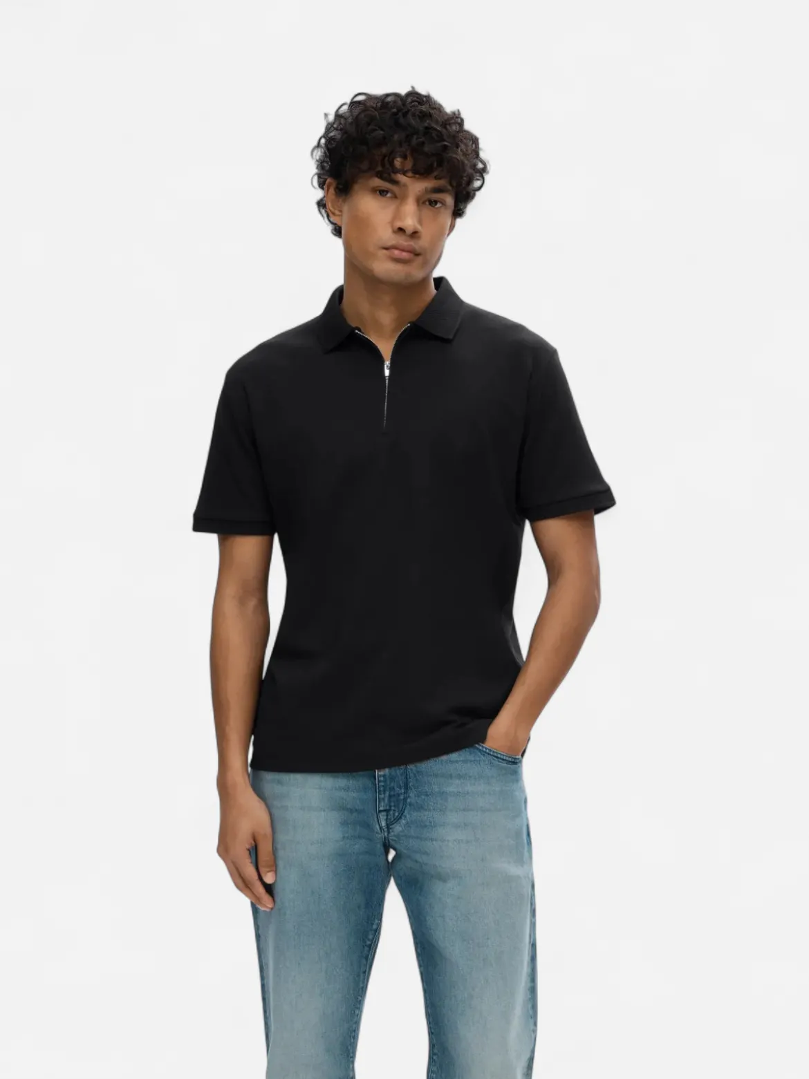 Selected Homme Fave Zip Polo Musta