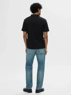 Selected Homme Fave Zip Polo Musta