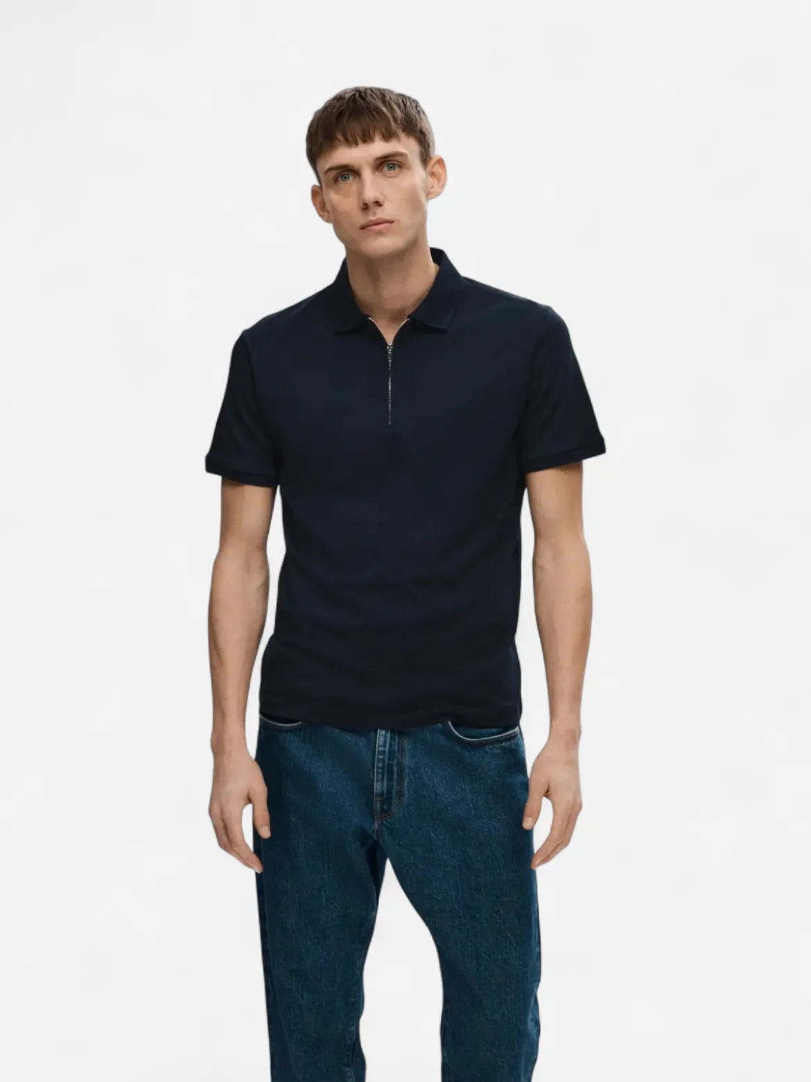 Selected Homme Fave Zip Polo Sky Captain