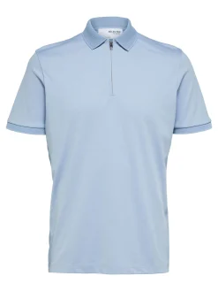 Selected Homme Fave Zip Polo Vaaleansininen