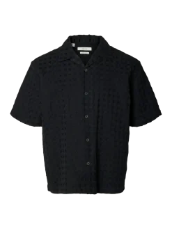 Selected lyhythihainen kauluspaita SLHRLXMONTY Texture Shirt, musta