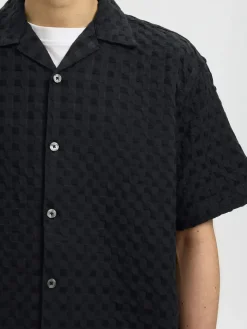 Selected lyhythihainen kauluspaita SLHRLXMONTY Texture Shirt, musta