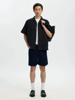 Selected lyhythihainen kauluspaita SLHRLXMONTY Texture Shirt, musta