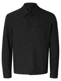 Selected miesten bleiseri, ROBERT OVERSHIRT Black