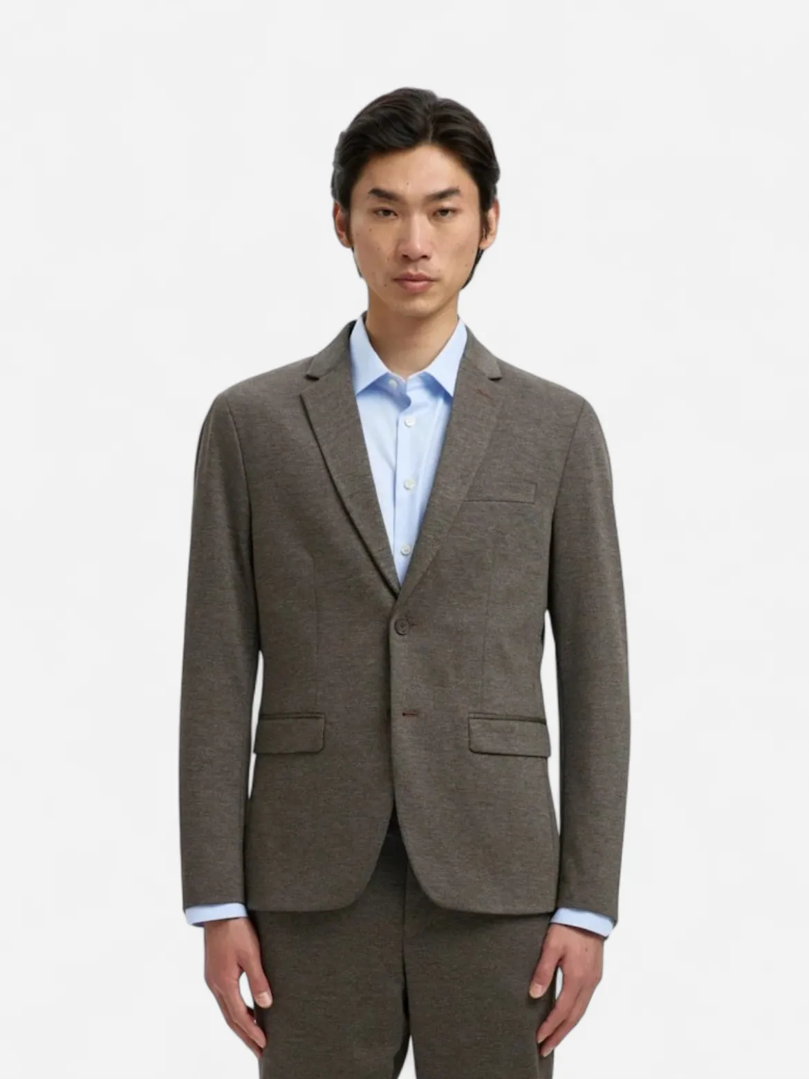 Selected miesten Bleiseri Slim Aitor Jersey Blazer, ruskea