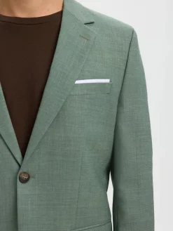 Selected miesten bleiseri SLHSlim-Oasis Linen Blz Noos, Light Green Melange