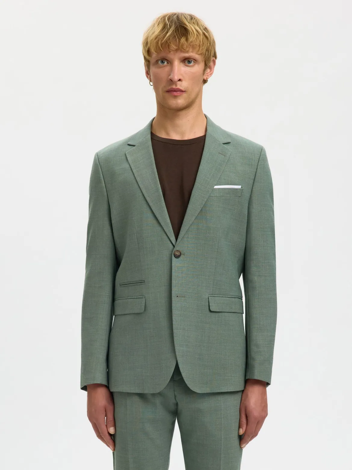 Selected miesten bleiseri SLHSlim-Oasis Linen Blz Noos, Light Green Melange