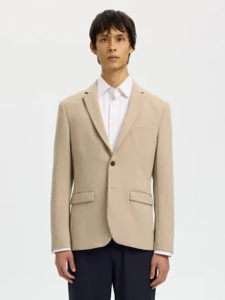 Selected miesten bleiseri SLIM-AITOR Jersey BLZ Flex, hiekka