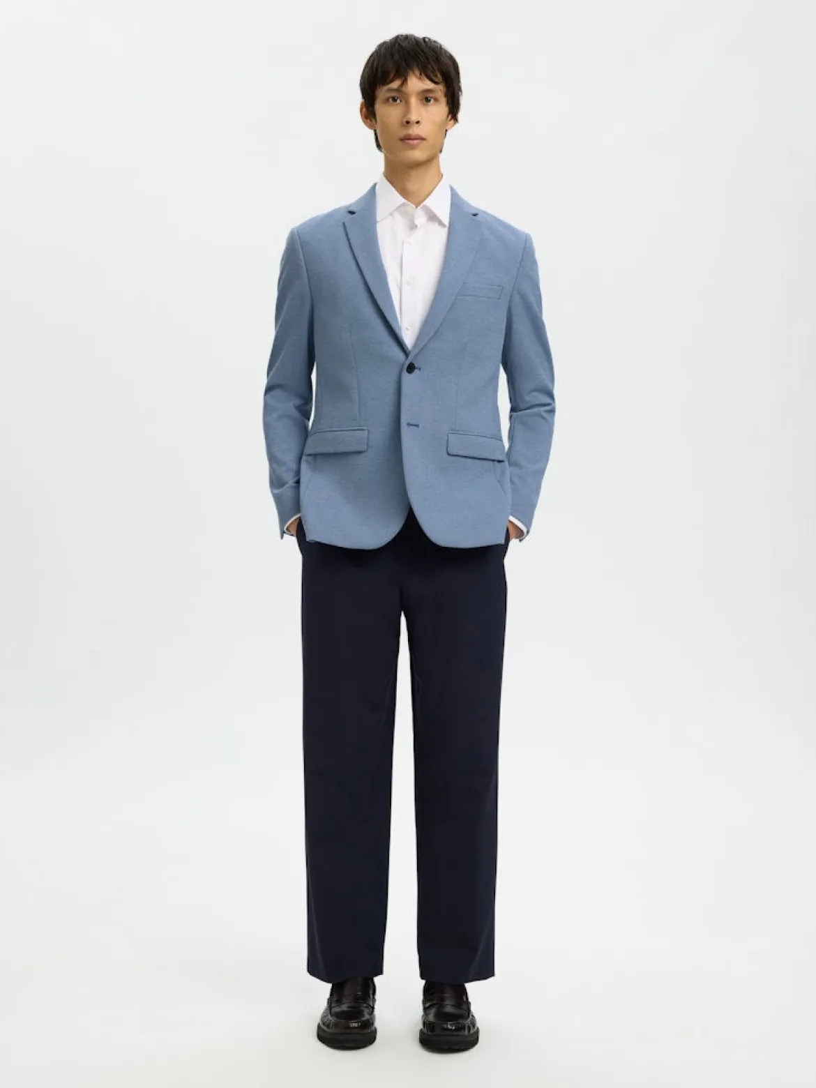 Selected Miesten Bleiseri Slim Aitor Jersey Blazer, vaaleansininen