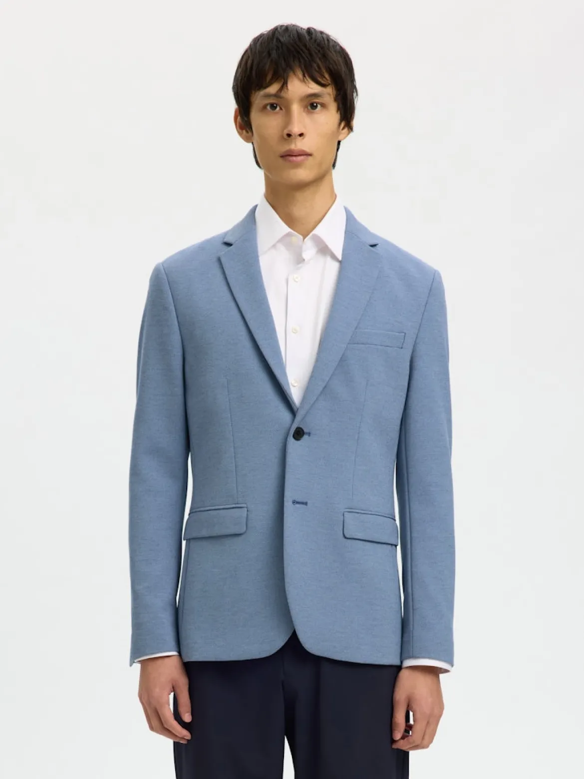 Selected Miesten Bleiseri Slim Aitor Jersey Blazer, vaaleansininen