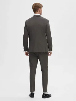 Selected Miesten Bleiseri, SLIM AITOR JERSEY BLAZER NOS Ruskea Kuosi
