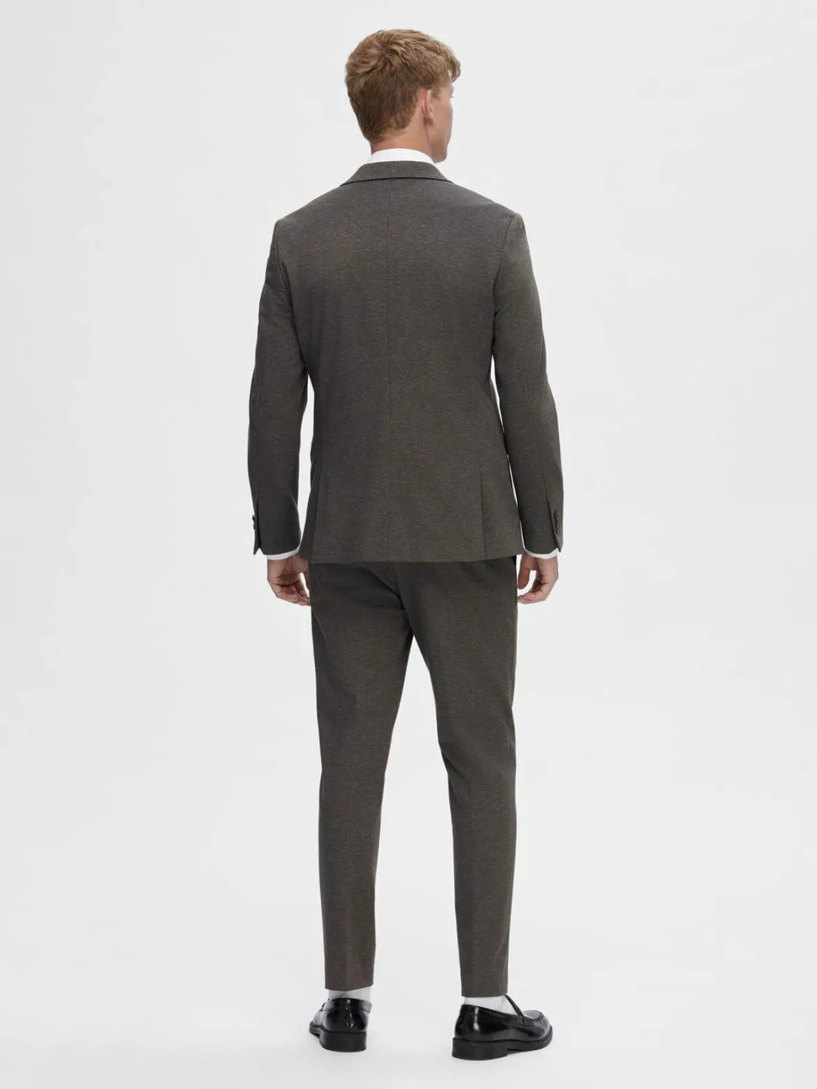 Selected Miesten Bleiseri, SLIM AITOR JERSEY BLAZER NOS Ruskea Kuosi