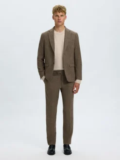 Selected miesten bleiseri Slim Reed Wool, Medium Brown Melange Check