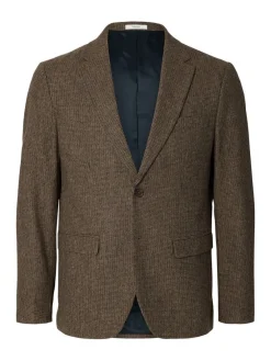 Selected miesten bleiseri Slim Reed Wool, Medium Brown Melange Check