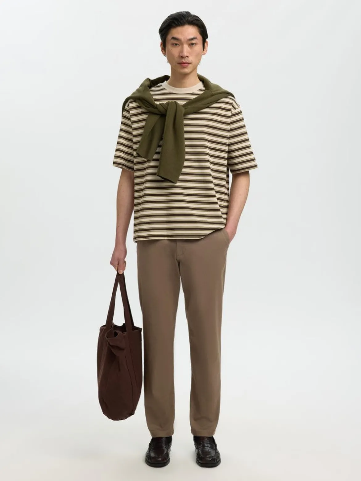 Selected miesten chinot New Miles Flex Chino, Chocolate Chip