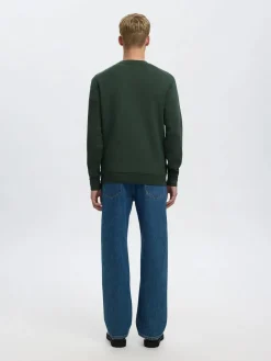 Selected miesten college, MANUEL SOFT CREW NECK Deep Forest