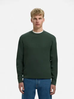 Selected miesten college, MANUEL SOFT CREW NECK Deep Forest