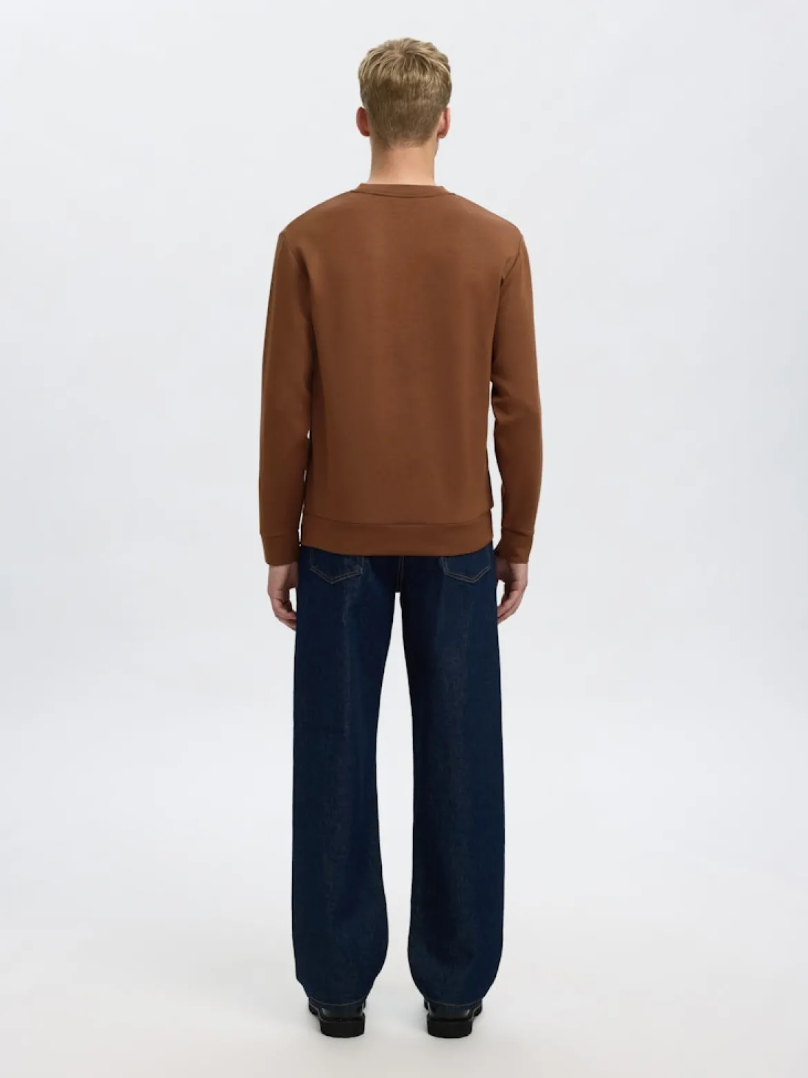 Selected miesten college, MANUEL SOFT CREW NECK Soft Silt