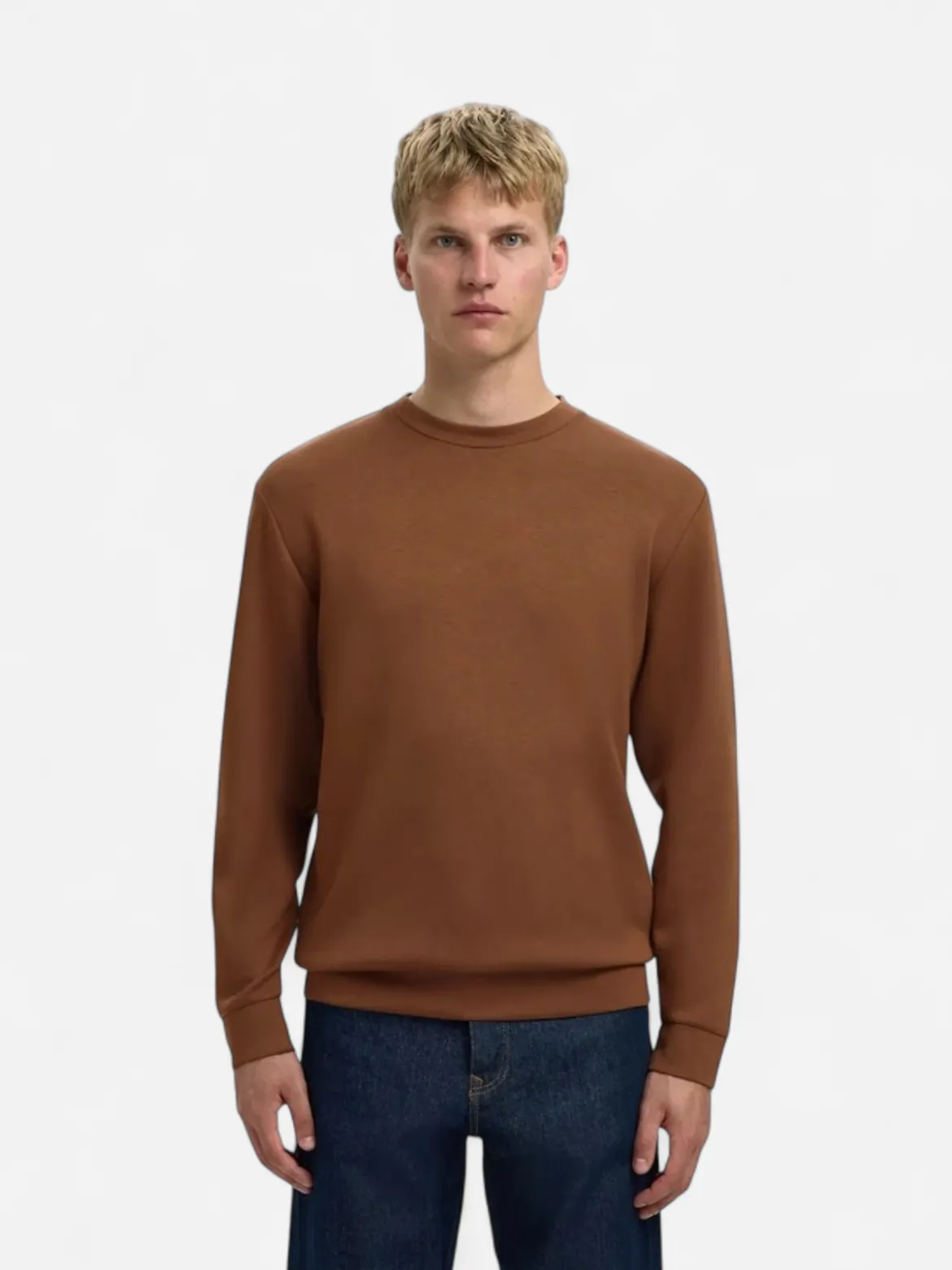 Selected miesten college, MANUEL SOFT CREW NECK Soft Silt