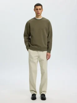 Selected miesten collegepaidat Tom Soft Crew Neck Sweat, kalamata