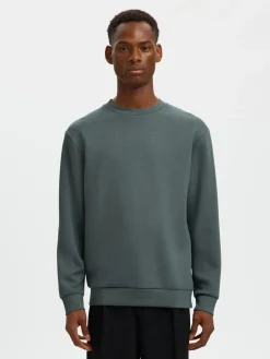 Selected miesten collegepaita MANUEL SOFT CREW NECK, Balsam Green