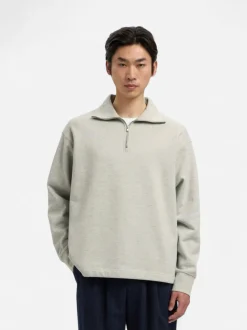 Selected miesten collegepaita K ARON LS Half Zip Sweat, vaaleanharmaa