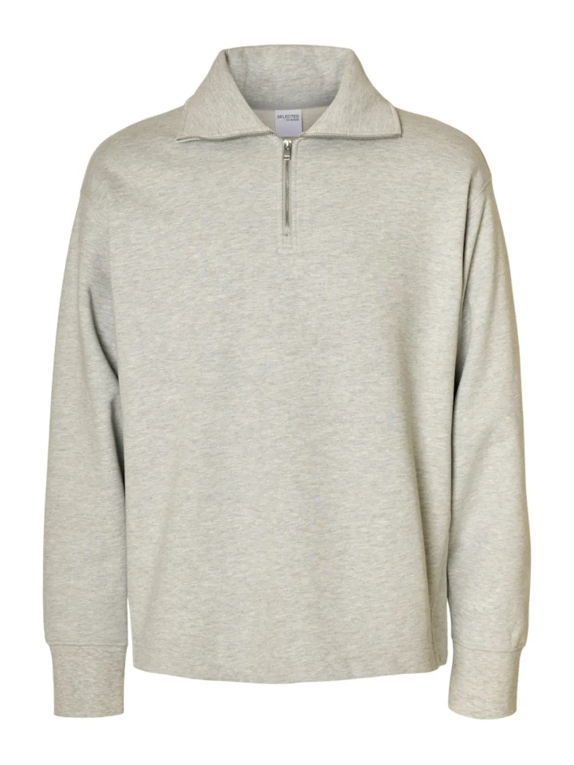 Selected miesten collegepaita K ARON LS Half Zip Sweat, vaaleanharmaa