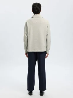 Selected miesten collegepaita K ARON LS Half Zip Sweat, vaaleanharmaa