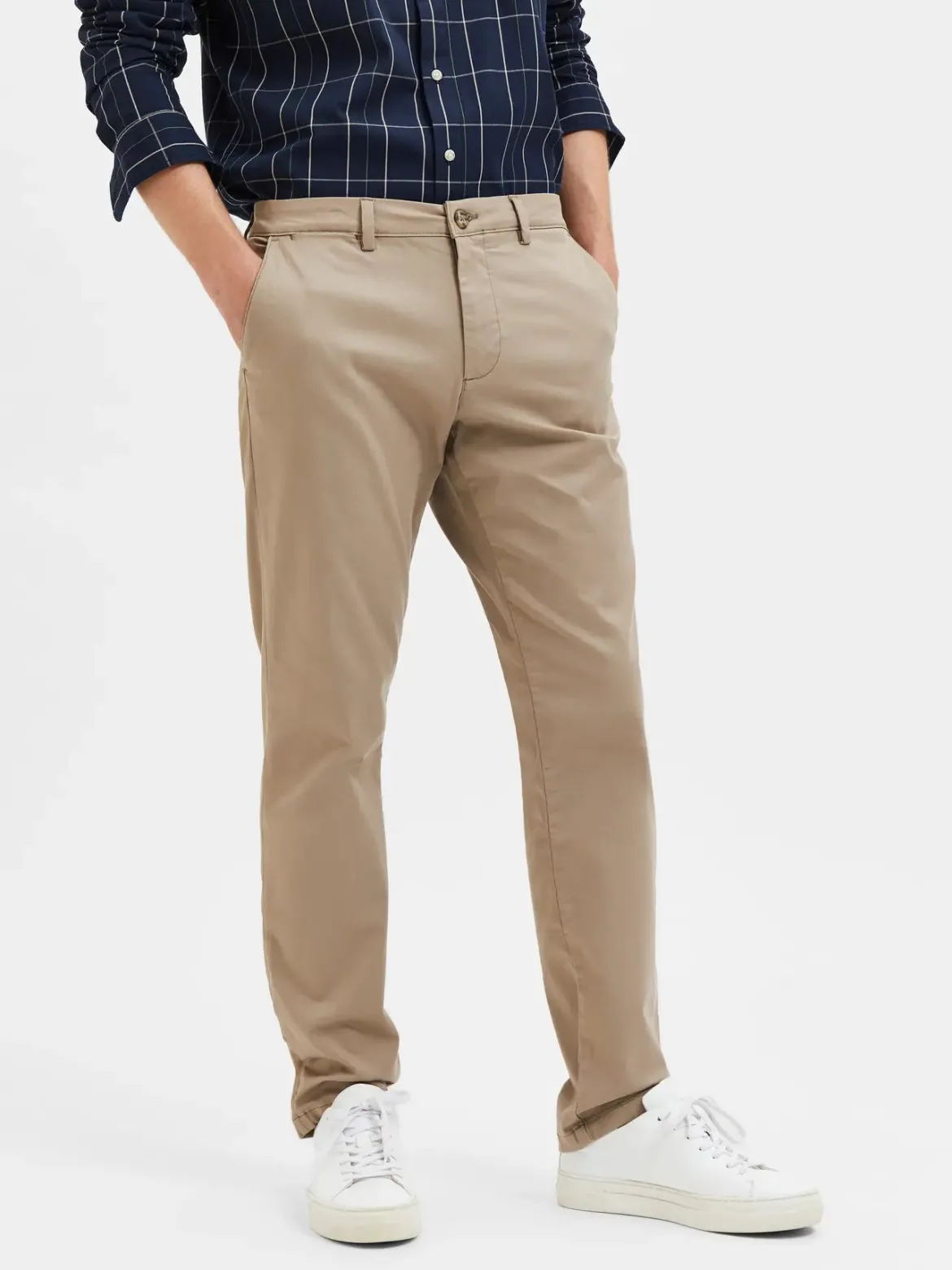 Selected miesten housut New Miles Flex Chino, greige