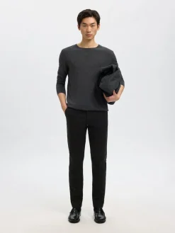 Selected miesten housut New Miles Flex Chino, musta