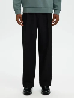 Selected miesten housut, SLH LOOSE FINN FLEX PANTS Black
