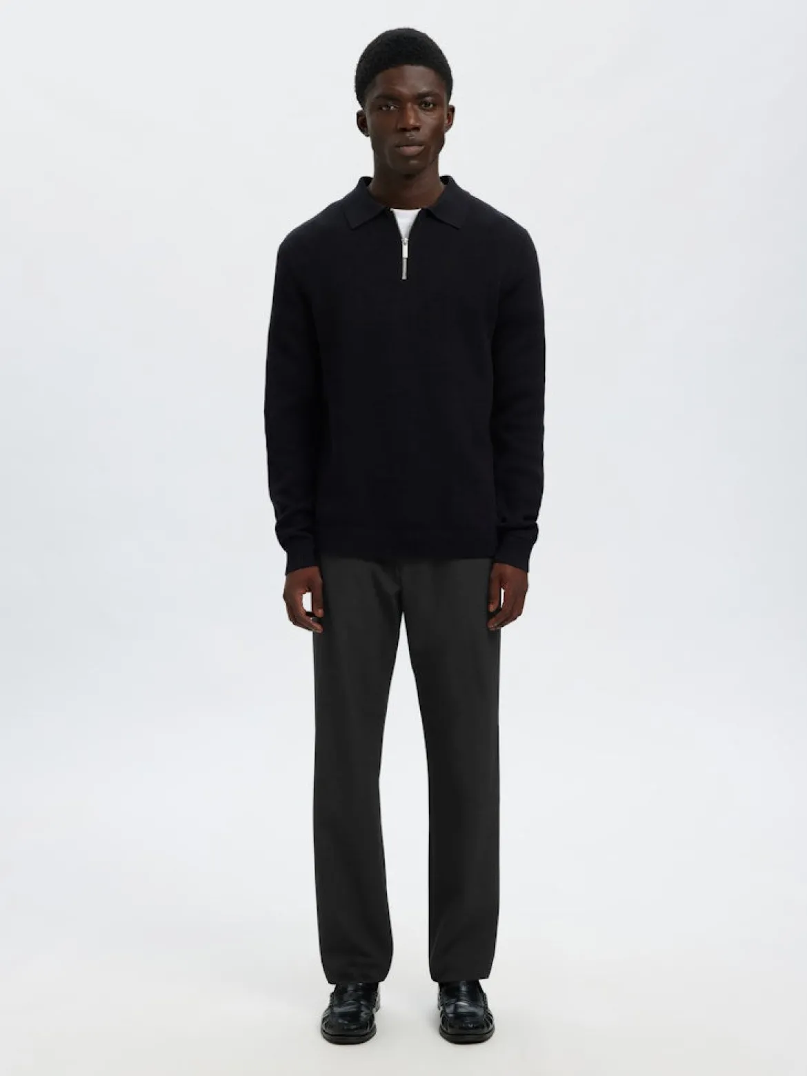 Selected miesten housut SLH196-Straight Robert String Pant, musta
