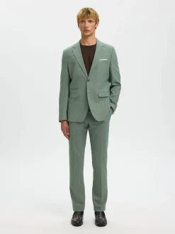 Selected miesten housut SLHSLIM-OASIS Linen, Light Green Melange