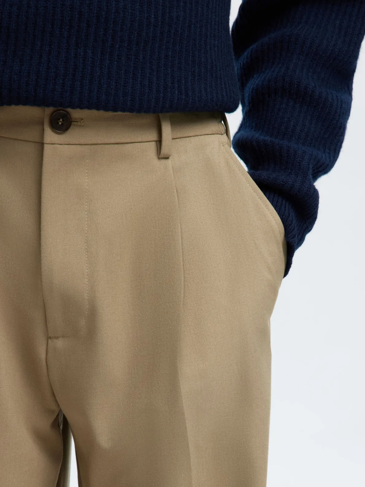 Selected miesten housut SLM220-LOOSE Finn Flex Pants, greige