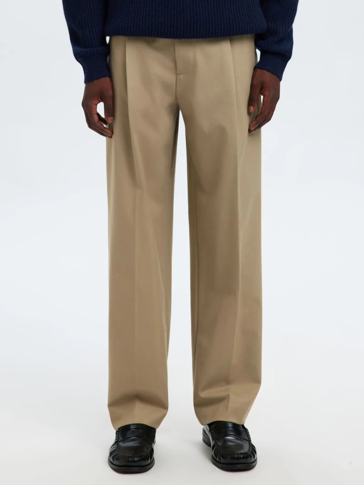 Selected miesten housut SLM220-LOOSE Finn Flex Pants, greige
