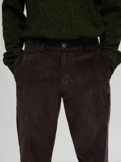 Selected Miesten Housut, STRAIGHT MILES CORD PANT NOS Tummanruskea