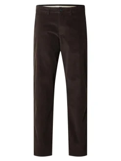 Selected Miesten Housut, STRAIGHT MILES CORD PANT NOS Tummanruskea
