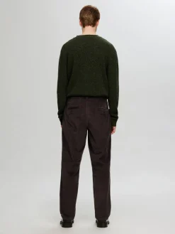 Selected Miesten Housut, STRAIGHT MILES CORD PANT NOS Tummanruskea